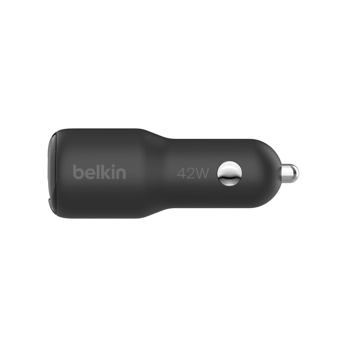 Belkin BoostCharge, Cargador doble de carro USB-C/USB-A, 42W · CCB005btBK