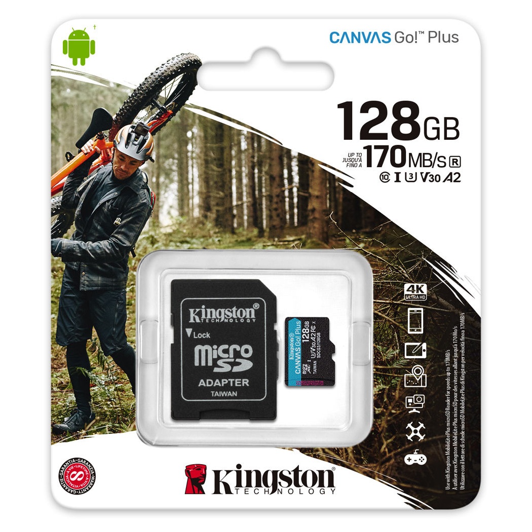 Kingston Canvas Go! Plus, Tarjeta de memoria microSD de 128 GB · SDCG3/128GB