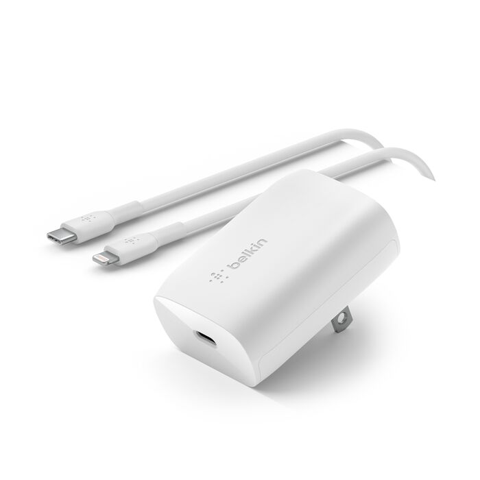 Belkin BoostCharge, Cargador de pared + Cable USB-C a Lightning, 30 W · WCA005dq1MWH-B5
