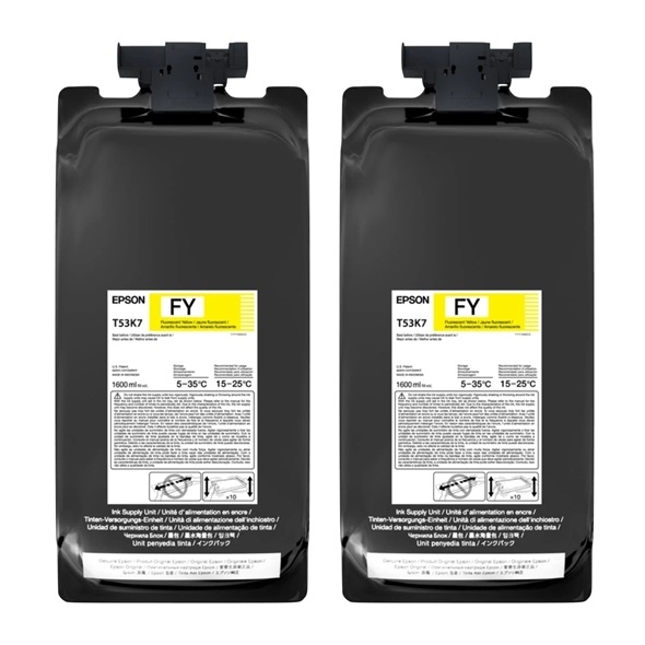 Epson T53K, Paquete de 2 bolsas de tinta UltraChrome DS para SureColor, 1.6 L, Amarillo fluorescente · T53K720