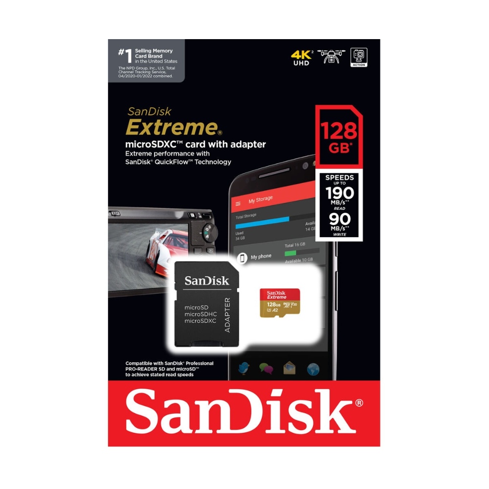SanDisk Extreme, Tarjeta de memoria microSDXC de 128 GB · SDSQXAA-128G-GN6AA