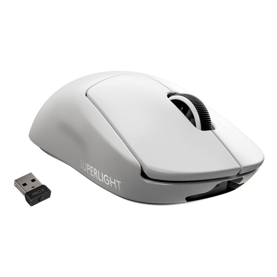 Logitech PRO X SUPERLIGHT, Mouse Gaming de 5 Botones inalámbrico USB, Sensor HERO Óptico 25K dpi, POWERPLAY, Blanco · 910-005940