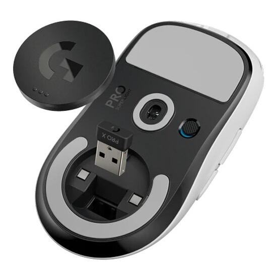 Logitech PRO X SUPERLIGHT, Mouse Gaming de 5 Botones inalámbrico USB, Sensor HERO Óptico 25K dpi, POWERPLAY, Blanco · 910-005940