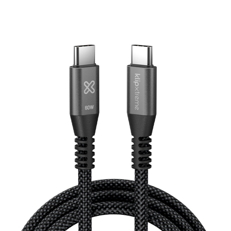 Klip Xtreme PowerGo 250, Cable trenzado USB-C de carga rápida, 60W, 3FT · KAC-250-3FT