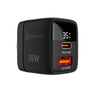 Klip Xtreme PowerWall 35, Cargador de pared de 35W con puerto USB-C y USB-A · KMC-250