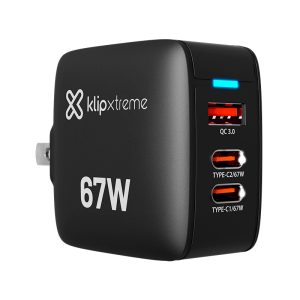 Klip Xtreme PowerWall 67, Cargador de pared de 67W con puertos USB-C y USB-A · KMC-500