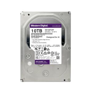 Western Digital Purple Pro, Disco duro HDD para video vigilancia 10 TB de 3.5″, SATA III 6 Gb/s, 512MB Cache · WD102PURP