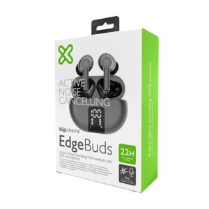 Klip Xtreme EdgeBuds, Auriculares Inalámbrico Bluetooth, IPX4, ANC/ENC, 22h, Gris · KTE-755GR