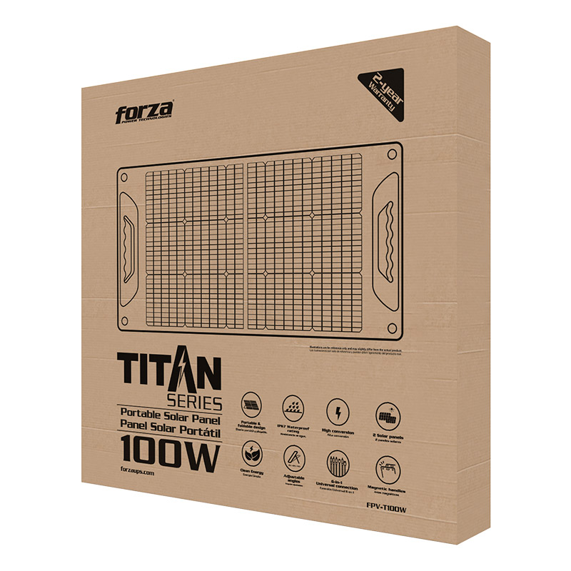 Forza Titan Series, Panel Solar Portátil de 100W, IP67 · FPV-T100W