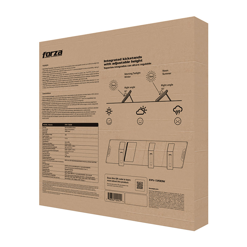 Forza Titan Series, Panel Solar Portátil de 200W, IP67 · FPV-T200W